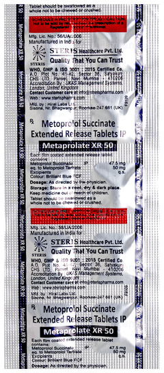 Metaprolate Xr 50 Tablet 10 Metaprolate Xr 50 Tablet 10