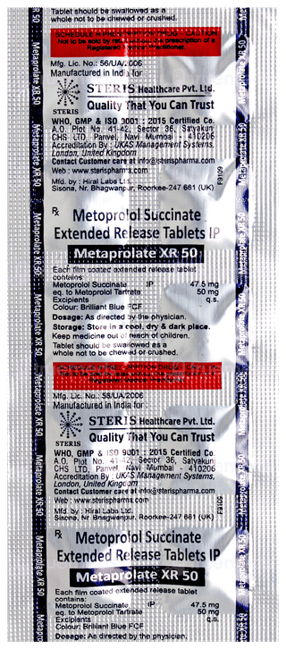 Metaprolate Xr 50 Tablet 10
