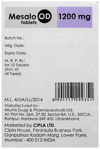 Mesalo Od 1200Mg Tablet Pr 10