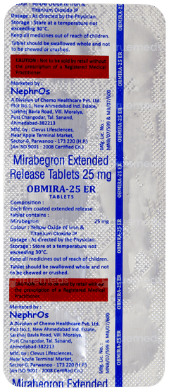 Obmira 25 Er Tablet 10 Obmira 25 Er Tablet 10