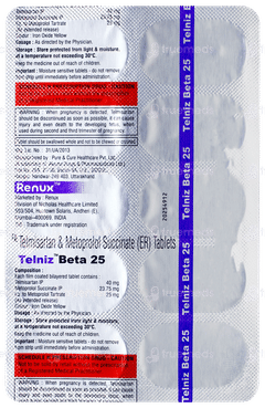 Telniz Beta 25 Tablet 10 Telniz Beta 25 Tablet 10