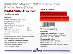 Dapagain Trio 1000 Tablet 15 Dapagain Trio 1000 Tablet 15
