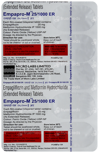 Empapro M 25/1000mg Tablet Er 10