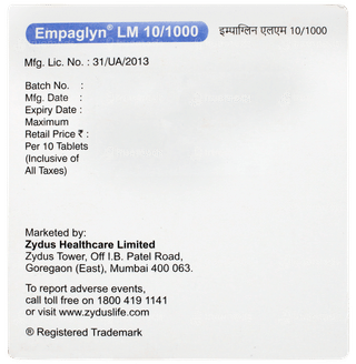 Empaglyn Lm 10/1000 Tablet 10