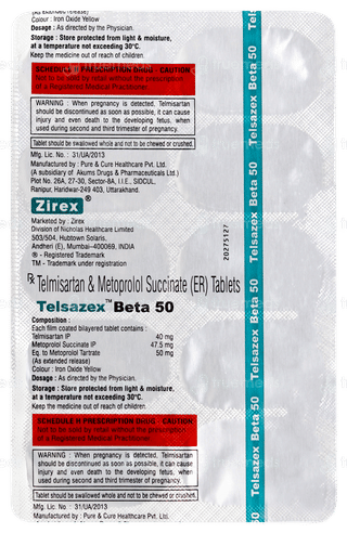 Telsazex Beta 50 Tablet 10