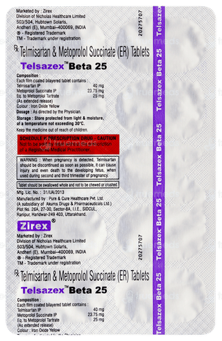Telsazex Beta 25 Tablet 10