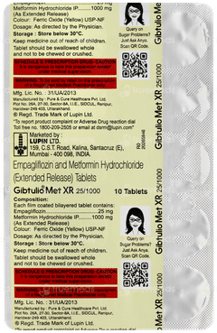 Gibtulio Met Xr 25/1000 Tablet 10