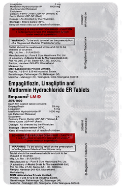 Empaone Lm Er 25/5/1000 Tablet 10