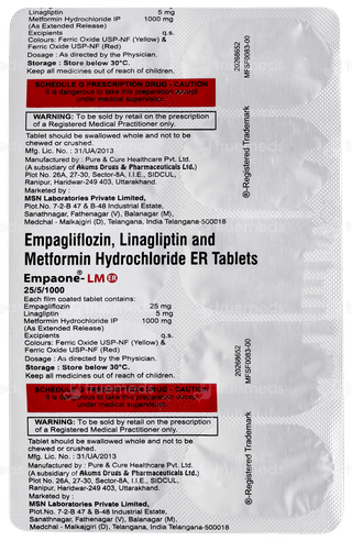 Empaone Lm Er 25/5/1000 Tablet 10