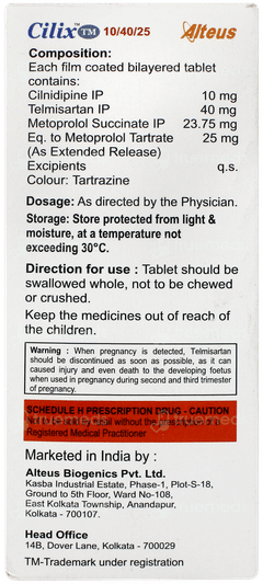 Cilix Tm 10/40/25 Tablet 15