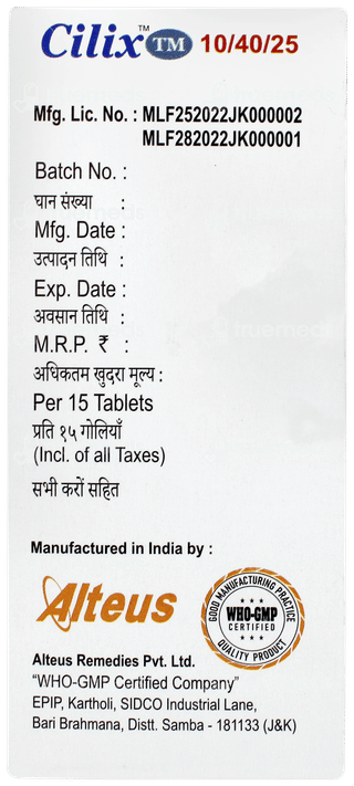 Cilix Tm 10/40/25 Tablet 15