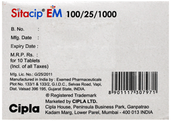 Sitacip Em 100/25/1000 Tablet 10