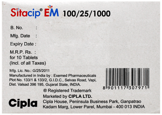 Sitacip Em 100/25/1000 Tablet 10