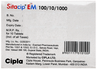 Sitacip Em 100/10/1000 Tablet 10