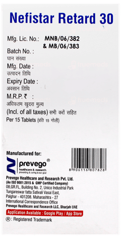 Nefistar Retard 30 Tablet Er 15