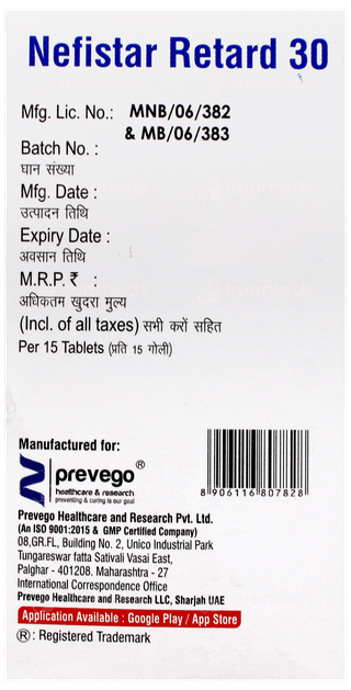 Nefistar Retard 30 Tablet Er 15