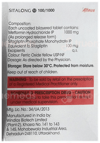 Sitalong M 100/1000 Tablet Pr 15
