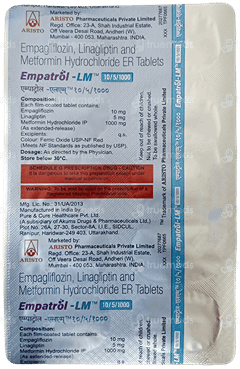 Empatrol Lm 10/5/1000 Tablet 10 Empatrol Lm 10/5/1000 Tablet 10