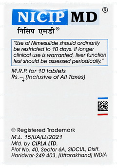 Nicip Md Tablet 10 Nicip Md Tablet 10