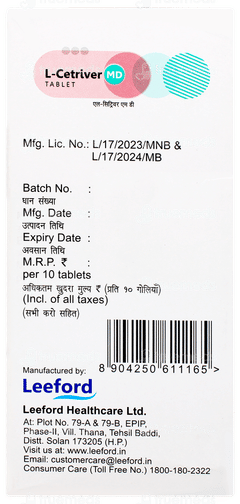 L Cetriver 5 Md Tablet 10