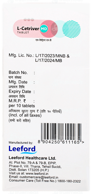 L Cetriver 5 Md Tablet 10