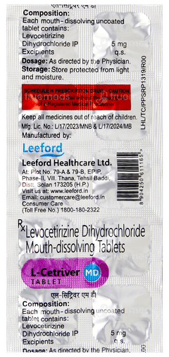L Cetriver 5 Md Tablet 10
