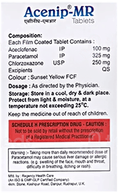 Acenip 100/325/250 Mg Tablet Mr 10 Acenip 100/325/250 Mg Tablet Mr 10