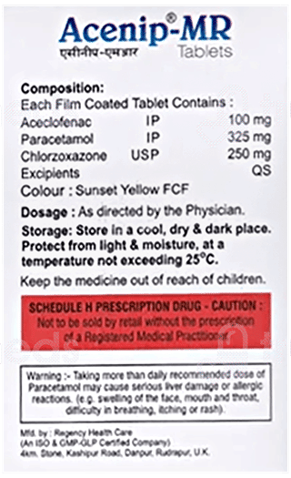 Acenip 100/325/250 Mg Tablet Mr 10