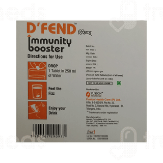D Fend Immunity Booster Orange Flavour Sugar Free 2 Pack Of 10 Effervescent Tablets