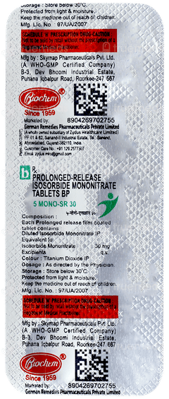 5 Mono Sr 30 Tablet 10 5 Mono Sr 30 Tablet 10