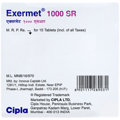 Exermet 1000 Sr Tablet 15 Exermet 1000 Sr Tablet 15