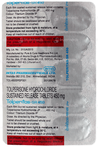 Tolperitas Sr 450 Tablet 10