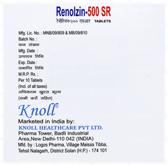 Renolzin 500 Sr Tablet 10 Renolzin 500 Sr Tablet 10