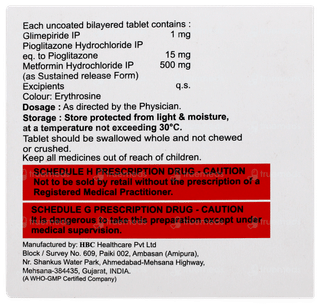 Triglimicure 1 Tablet 15