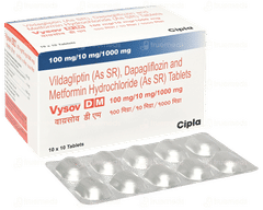 Vysov Dm 100Mg/10Mg/1000Mg Tablet 10 Vysov Dm 100Mg/10Mg/1000Mg Tablet 10