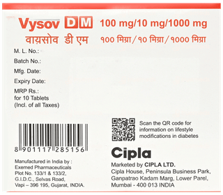 Vysov Dm 100Mg/10Mg/1000Mg Tablet 10