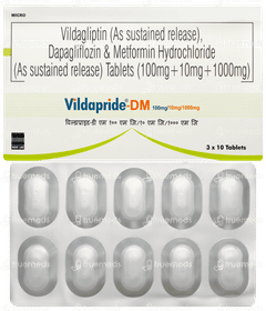 Vildapride Dm 100mg/10mg/1000mg Tablet 10