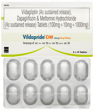 Vildapride Dm 100mg/10mg/1000mg Tablet 10