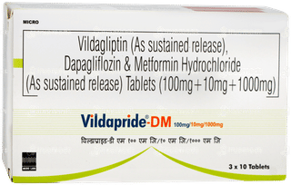 Vildapride Dm 100mg/10mg/1000mg Tablet 10