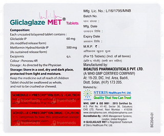 Gliclaglaze Met 60/500 MG Tablet Sr 15