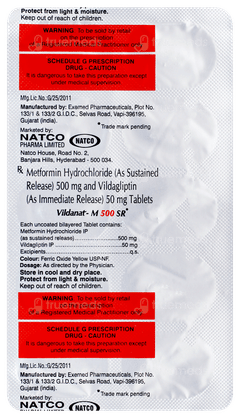 Vildanat M 500 Sr Tablet 10 Vildanat M 500 Sr Tablet 10
