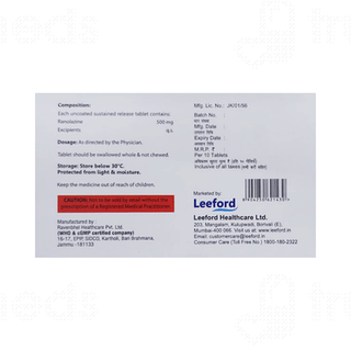 Razocard 500 Tablet Sr 10