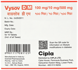 Vysov Dm 100Mg/10Mg/500Mg Tablet 10
