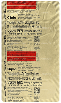 Vysov Dm 100Mg/10Mg/500Mg Tablet 10 Vysov Dm 100Mg/10Mg/500Mg Tablet 10