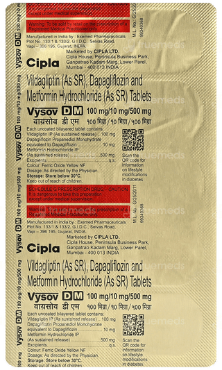 Vysov Dm 100Mg/10Mg/500Mg Tablet 10