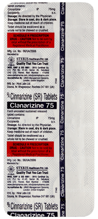 Clanarizine 75 Tablet 10
