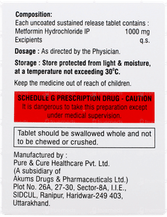 Metfenux Sr 1000 Tablet 10 Metfenux Sr 1000 Tablet 10