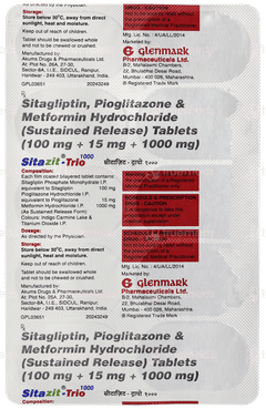 Sitazit Trio 1000 Tablet 10 Sitazit Trio 1000 Tablet 10