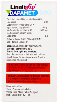 Linaliglip Dapamet 500 Tablet 10 Linaliglip Dapamet 500 Tablet 10