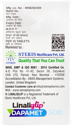 Linaliglip Dapamet 500 Tablet 10 Linaliglip Dapamet 500 Tablet 10